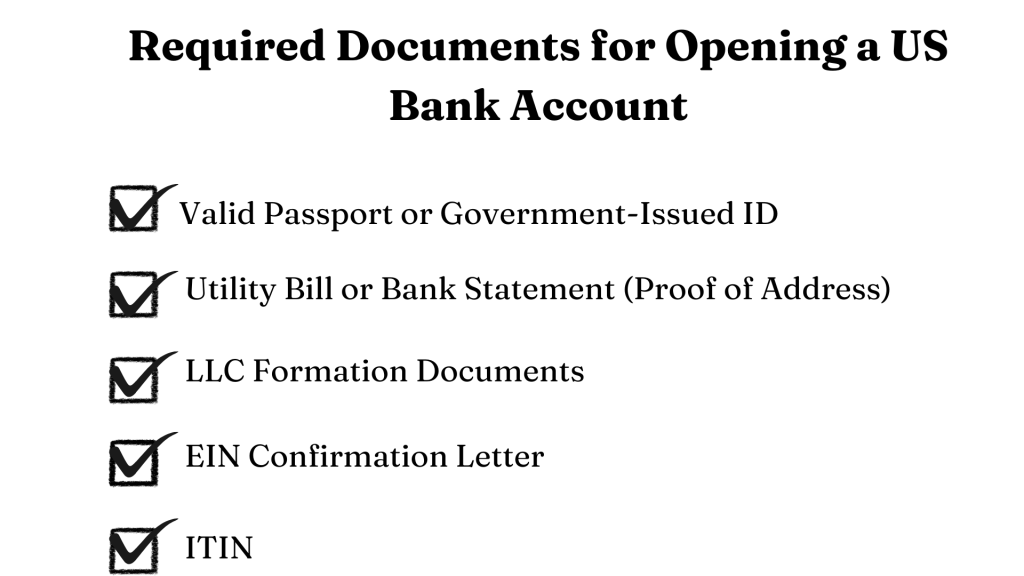 Documents for opening a US bank account